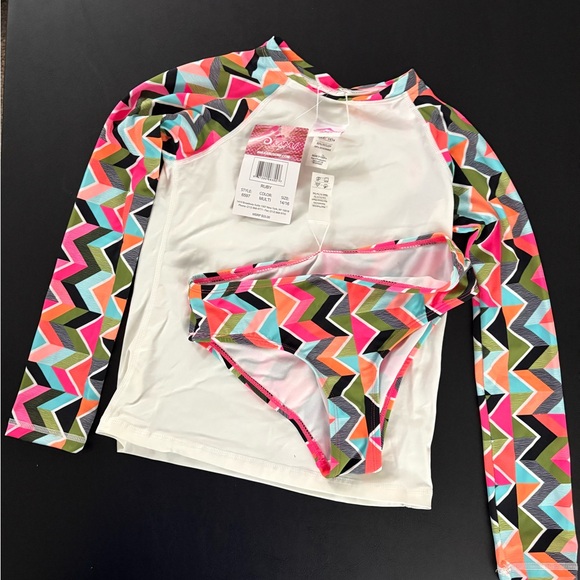 Colorful Kids Swim Set girls 14/16 NWT - Picture 1 of 4